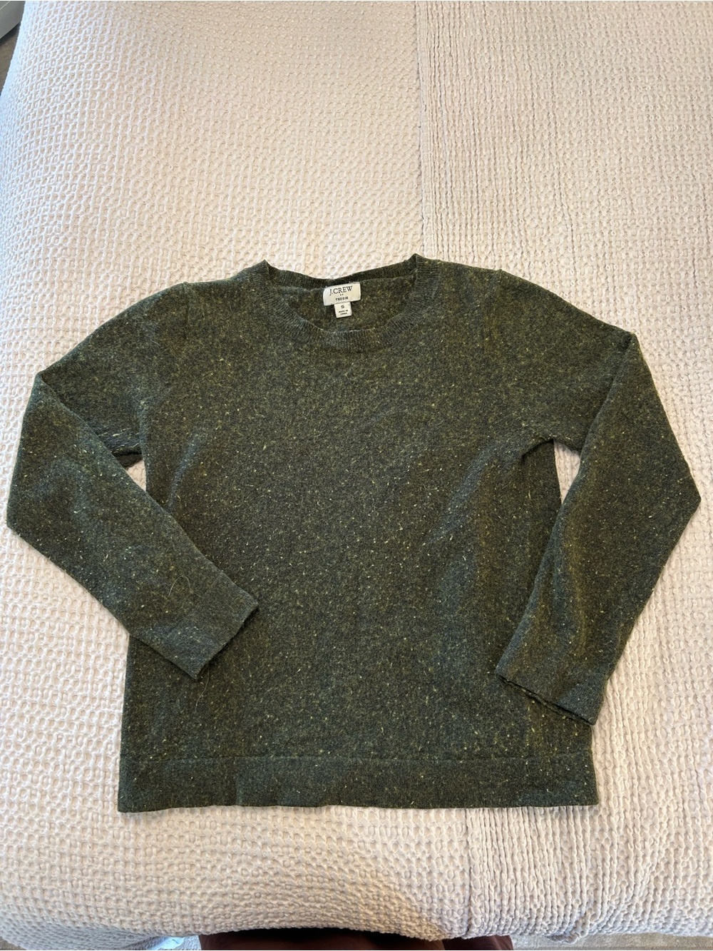J. Crew Olive Green Speckled Crewneck Sweater